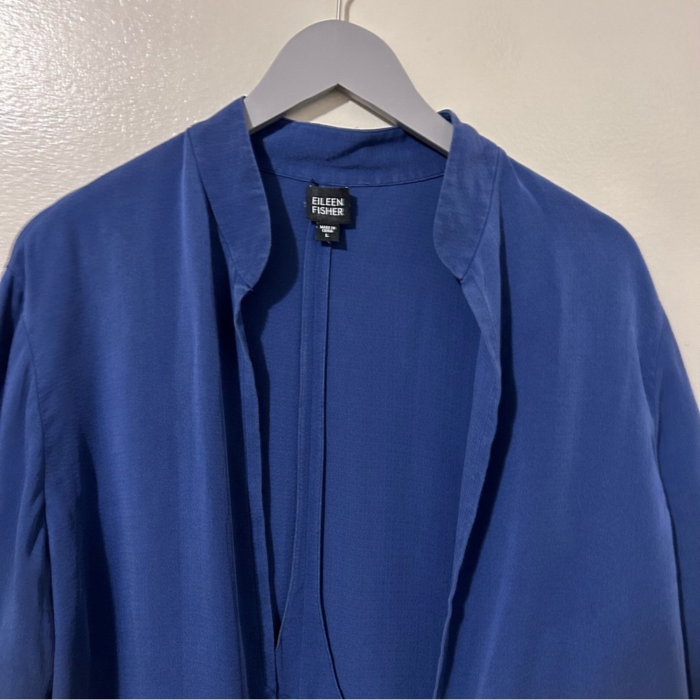 Eileen Fisher 100% Silk 2 Piece Tank Top and Jacket Blue Size Large